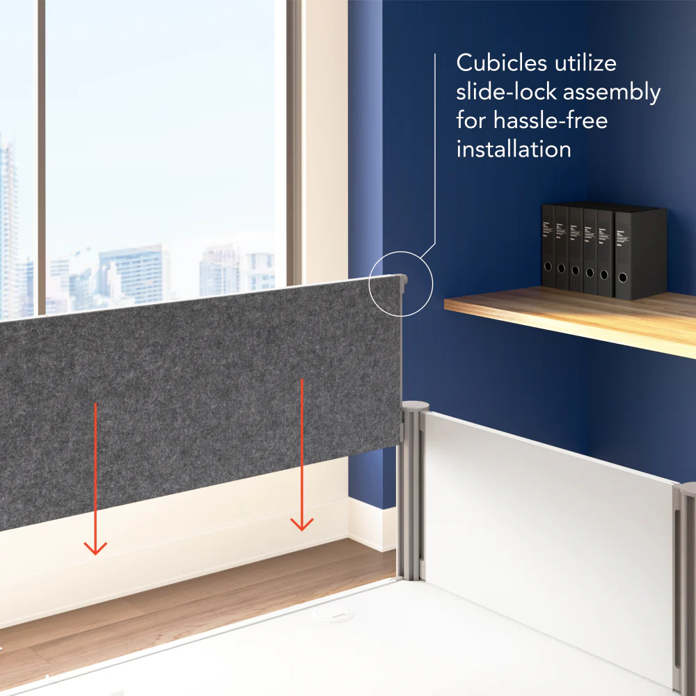 ProBiz Double Cubicle Desk for Office with Low Privacy Panels and Tackboard - Image 4