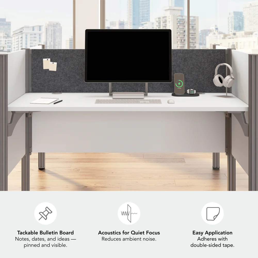 ProBiz Double Cubicle Desk for Office with Low Privacy Panels and Tackboard - Image 5