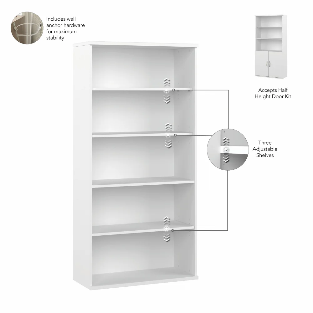 Hybrid Tall 5 Shelf Bookcase - Image 6