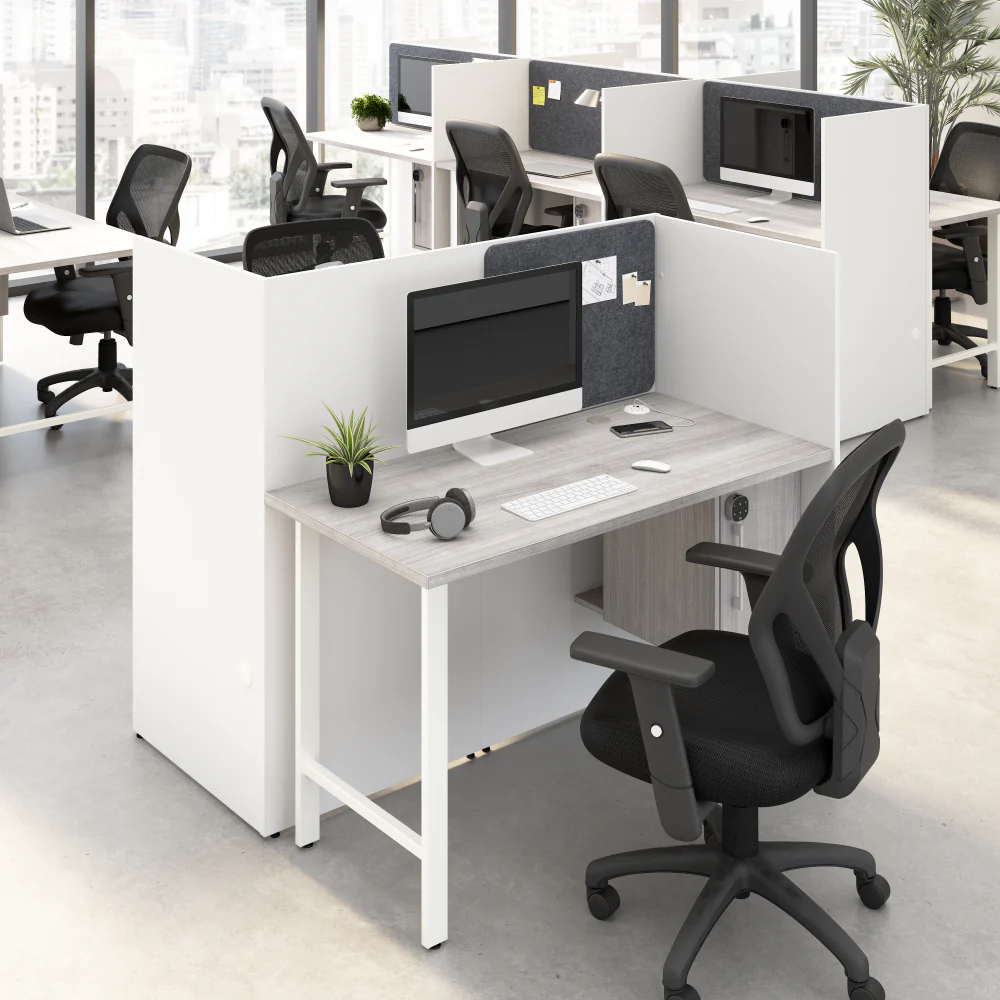 Hustle 48-inch Cubicle Desk for Office with Locking Storage Cabinet - Image 15