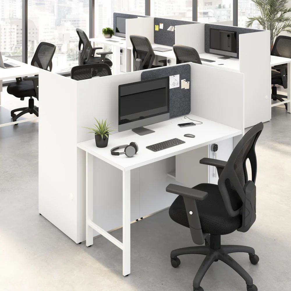 Hustle 48-inch Cubicle Desk for Office with Locking Storage Cabinet - Image 9