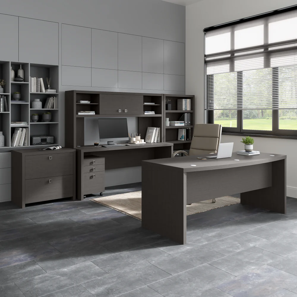 Echo L Shaped Bow Front Desk with Mobile File Cabinet - Image 23