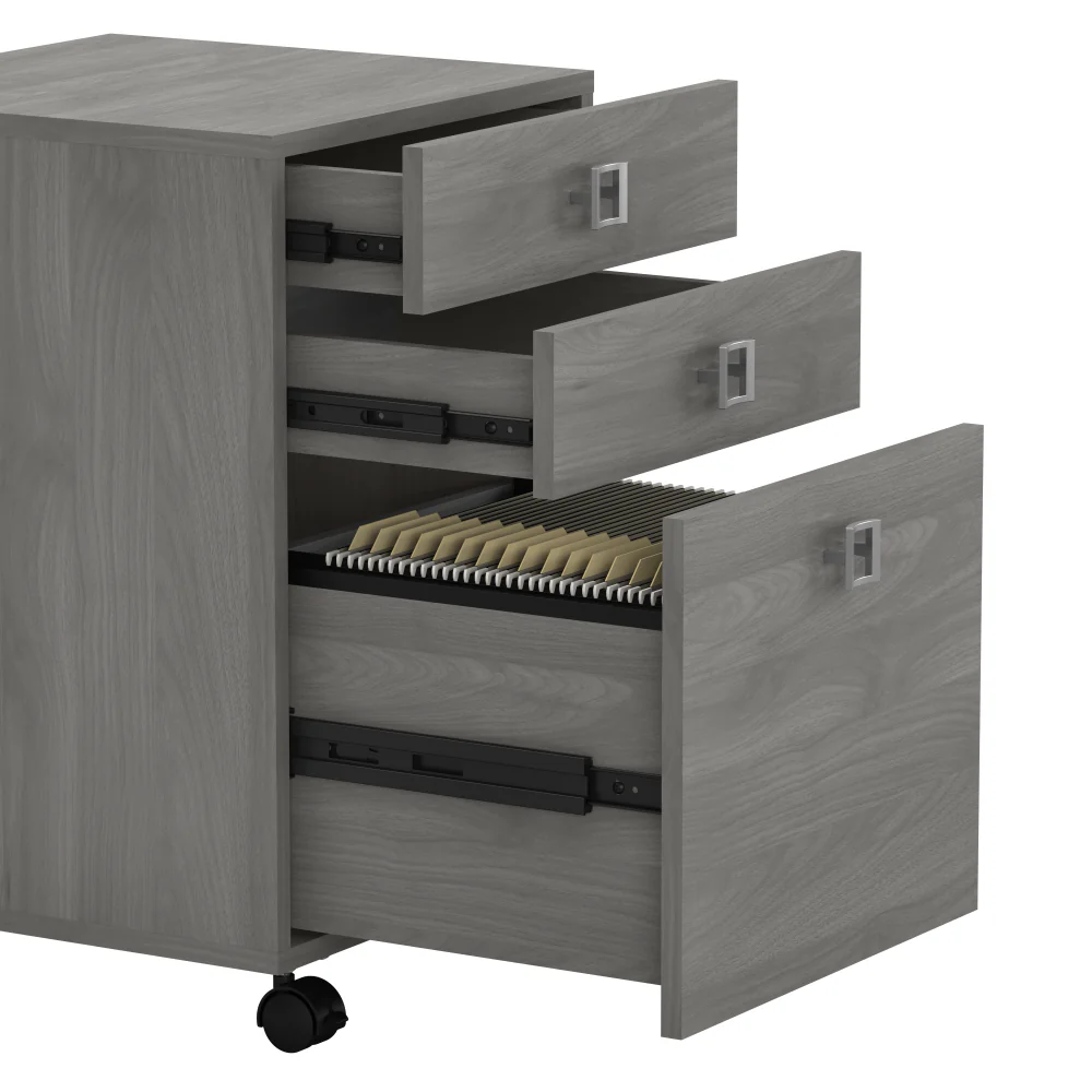 Echo L Shaped Bow Front Desk with Mobile File Cabinet - Image 4