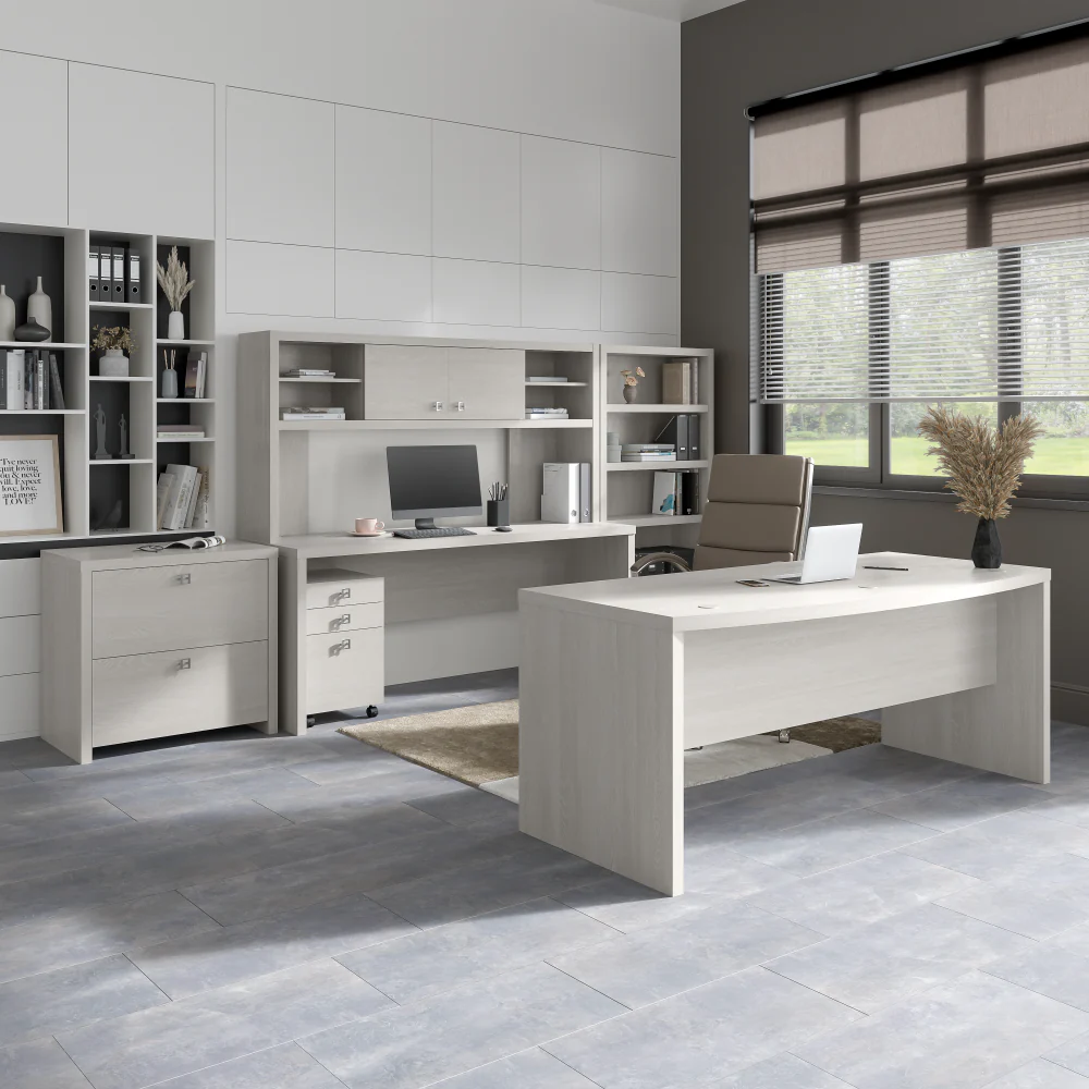 Echo Bow Front Desk and Credenza with Mobile File Cabinet - Image 30