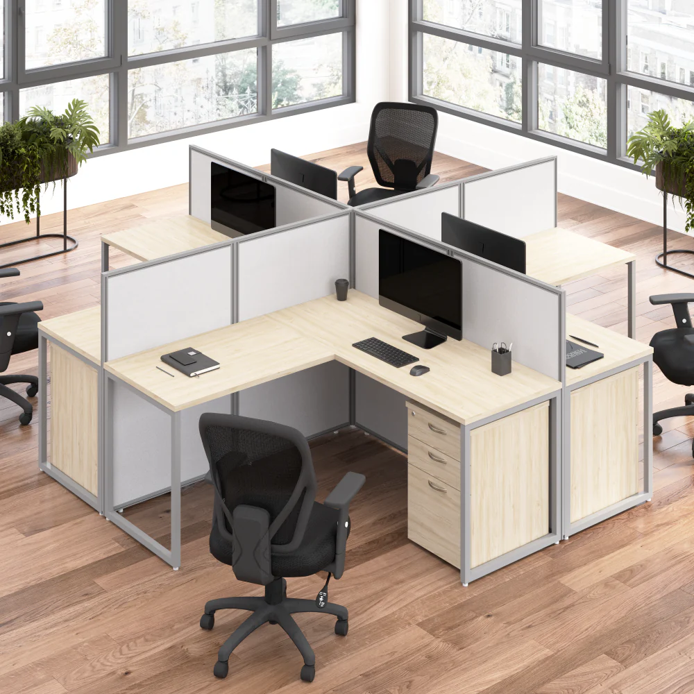 Easy Office 60W L Shaped Cubicle Desk Workstation with 45H Panels - Image 12