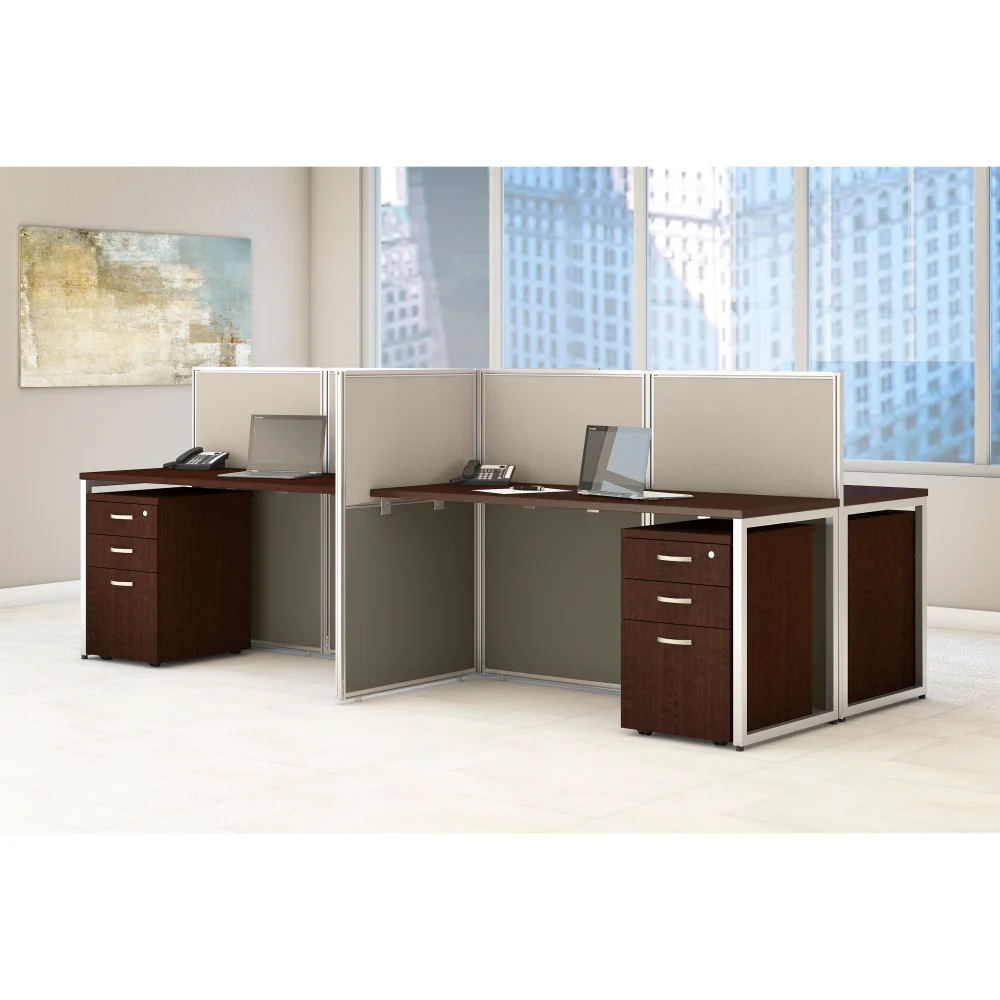 Easy Office 60W L Shaped Cubicle Desk Workstation with 45H Panels - Image 3