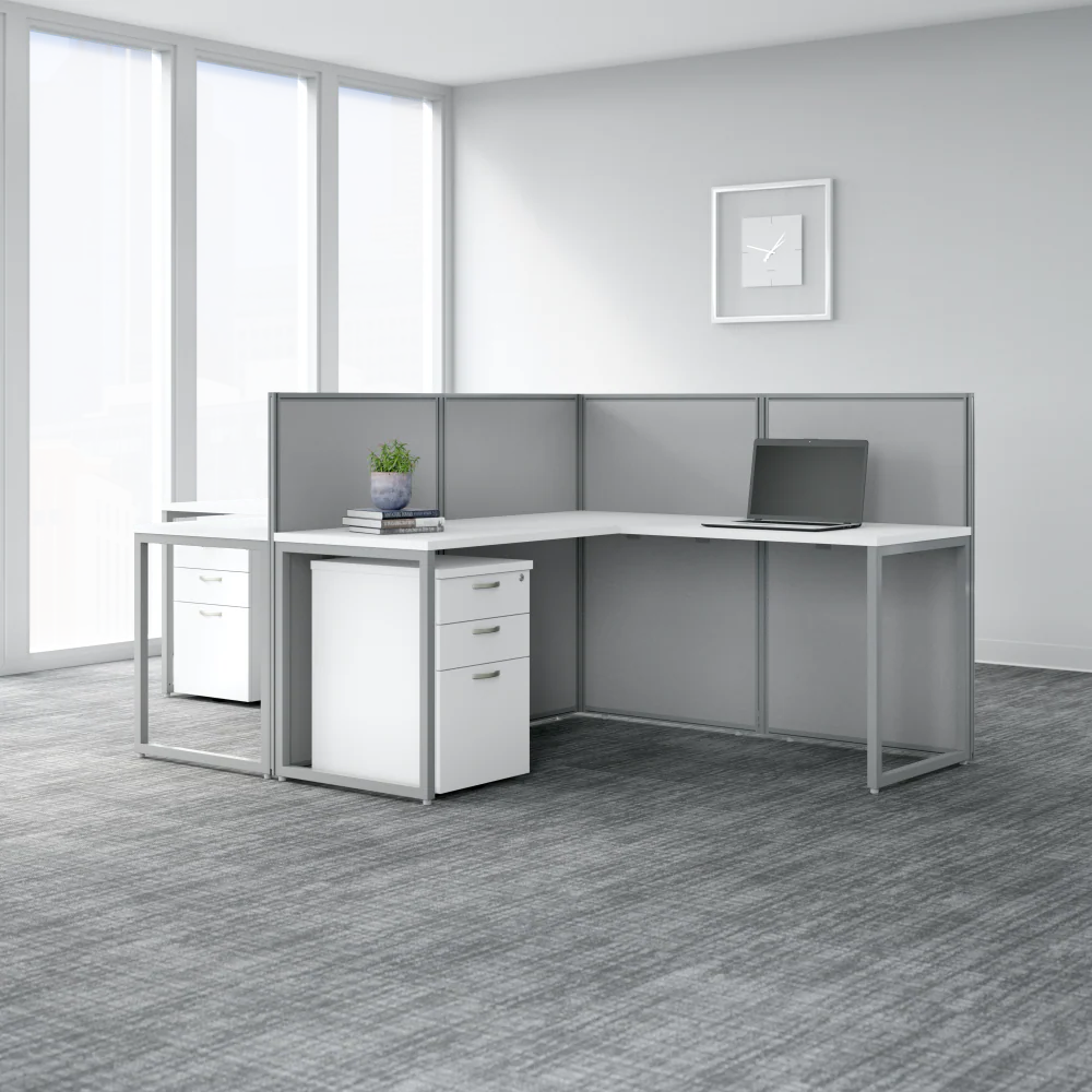 Easy Office 60W L Shaped Cubicle Desk Workstation with 45H Panels - Image 8
