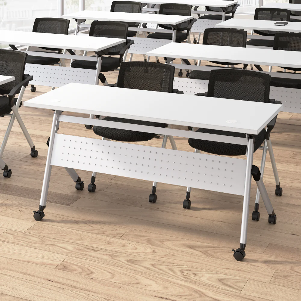 Envision 60W Training Table with Powered Grommets and 2 Chairs with Arms - Image 10