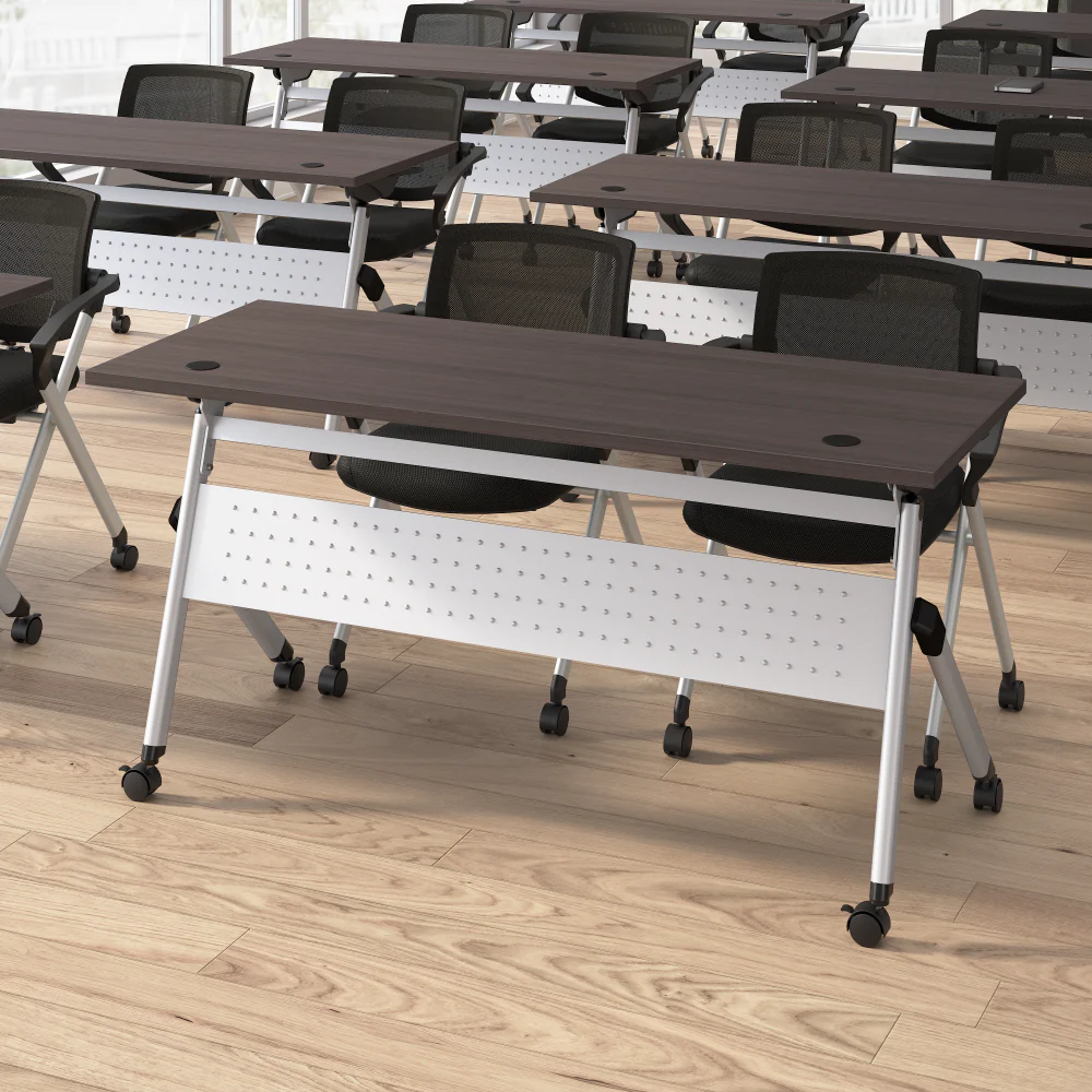 Envision 60W Training Table with Powered Grommets and 2 Chairs with Arms - Image 4