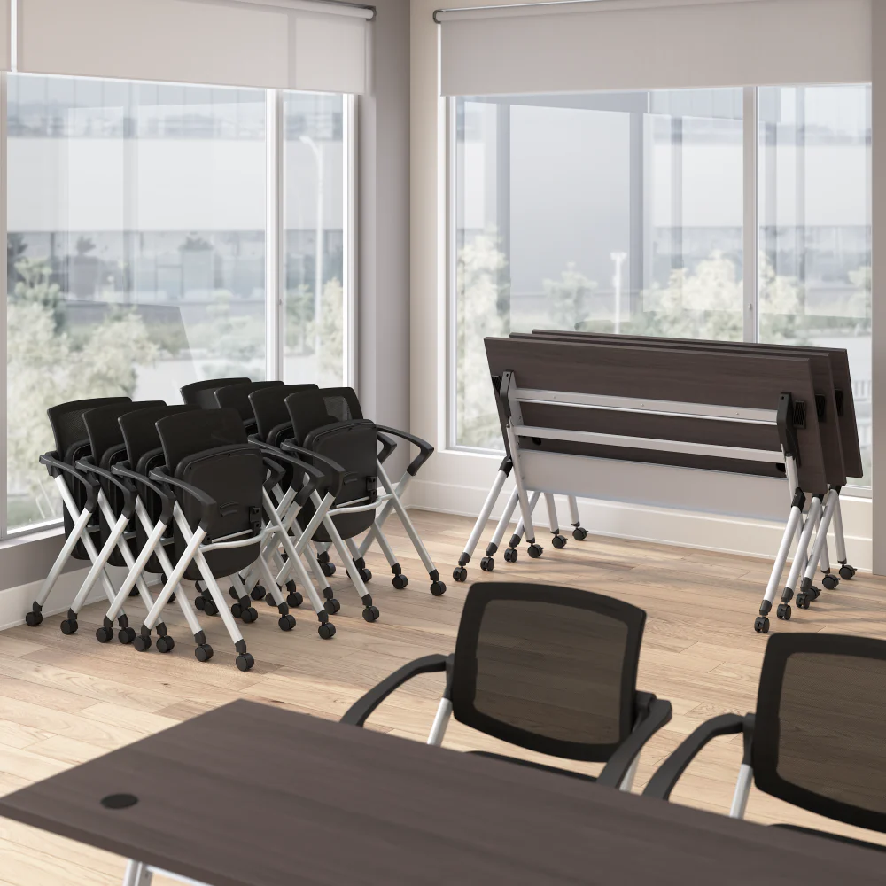 Envision 60W Training Table with Powered Grommets and 2 Chairs with Arms - Image 5