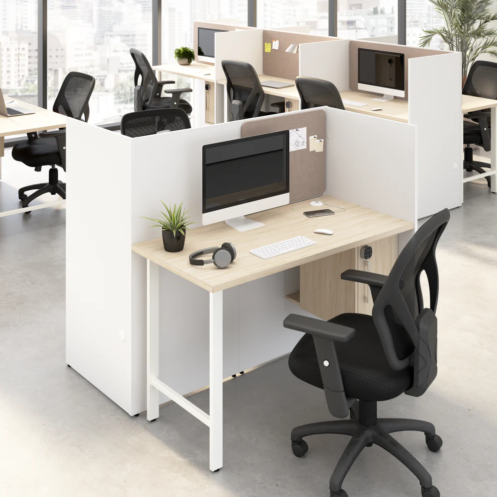 Hustle 60-inch Cubicle Desk for Office with Locking Storage Cabinet - Image 9