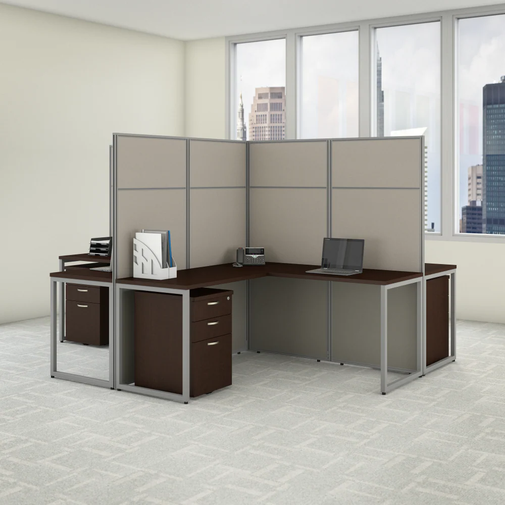 Easy Office 60W L Shaped Cubicle Desk Workstation with 66H Panels - Image 14
