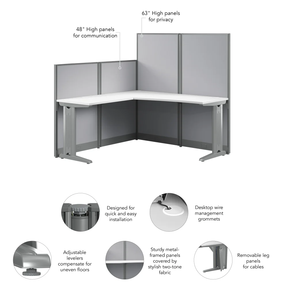 Office in an Hour 65-inch L Shaped Cubicle Desk - Image 17