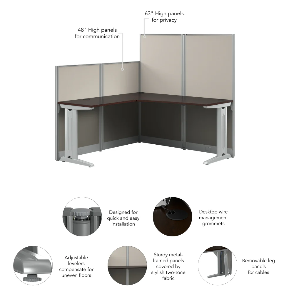 Office in an Hour 65-inch L Shaped Cubicle Desk - Image 26