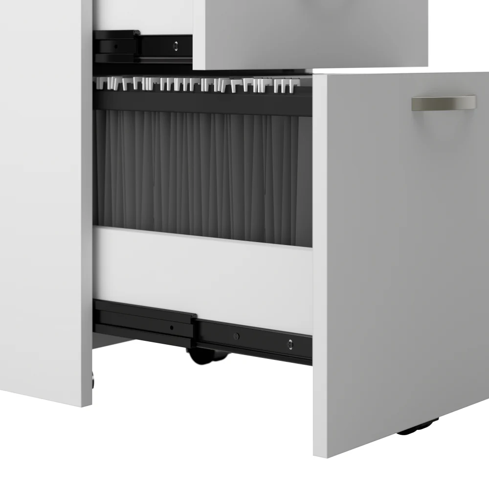 Office in an Hour 65W L Shaped Cubicle Desk with Storage, Drawers, and Organizers - Image 12