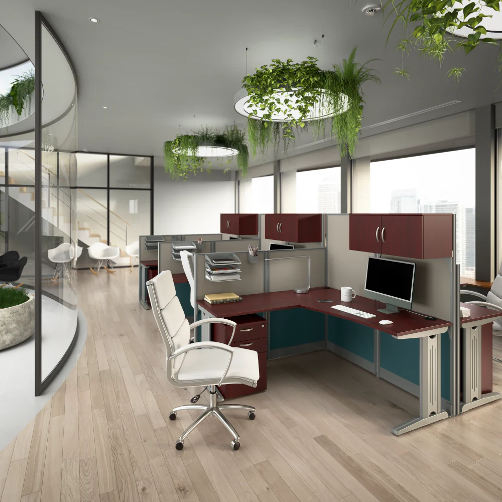 Office in an Hour 65W L Shaped Cubicle Desk with Storage, Drawers, and Organizers - Image 19
