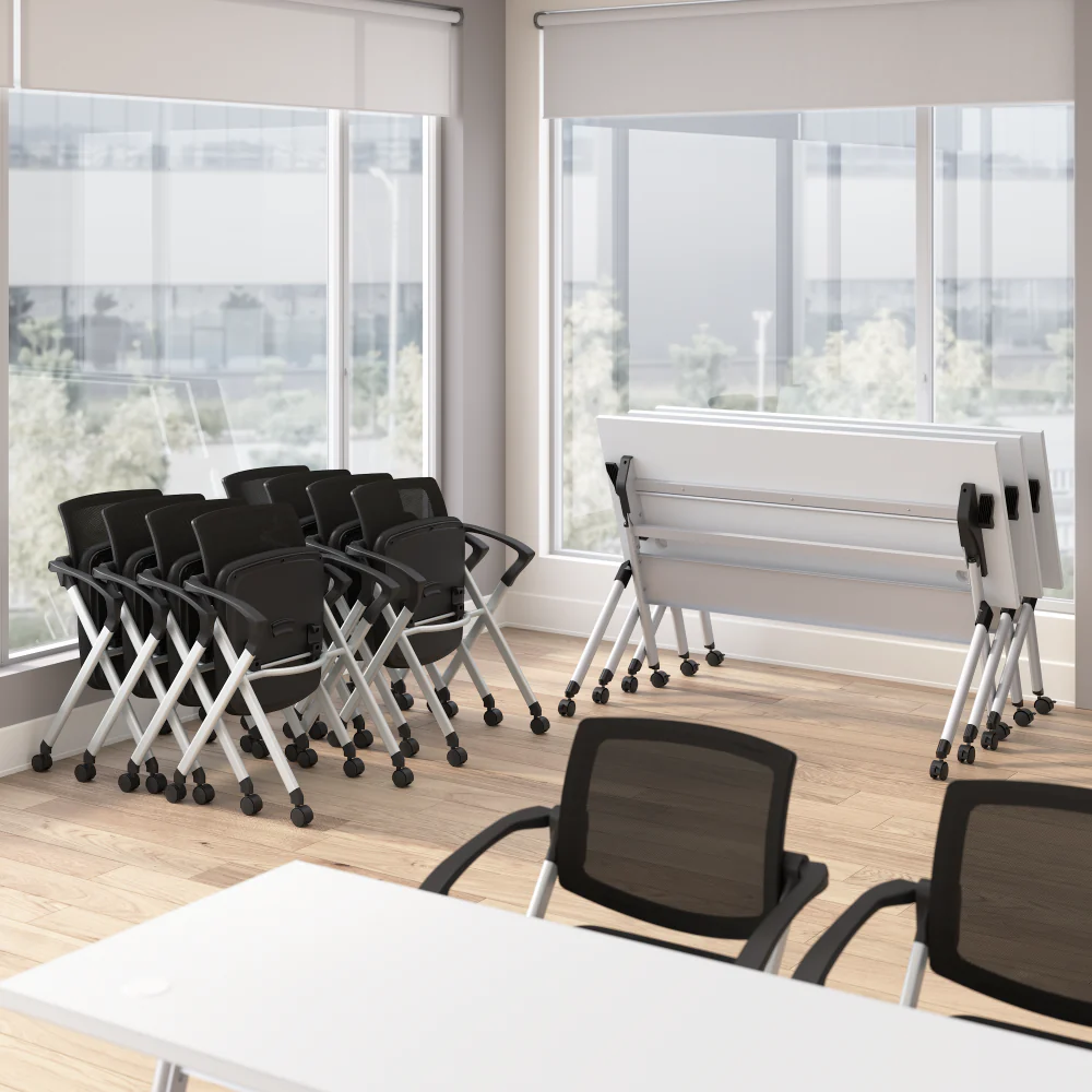 Envision 72W Folding Training Table and 2 Folding Chairs with Arms - Image 11