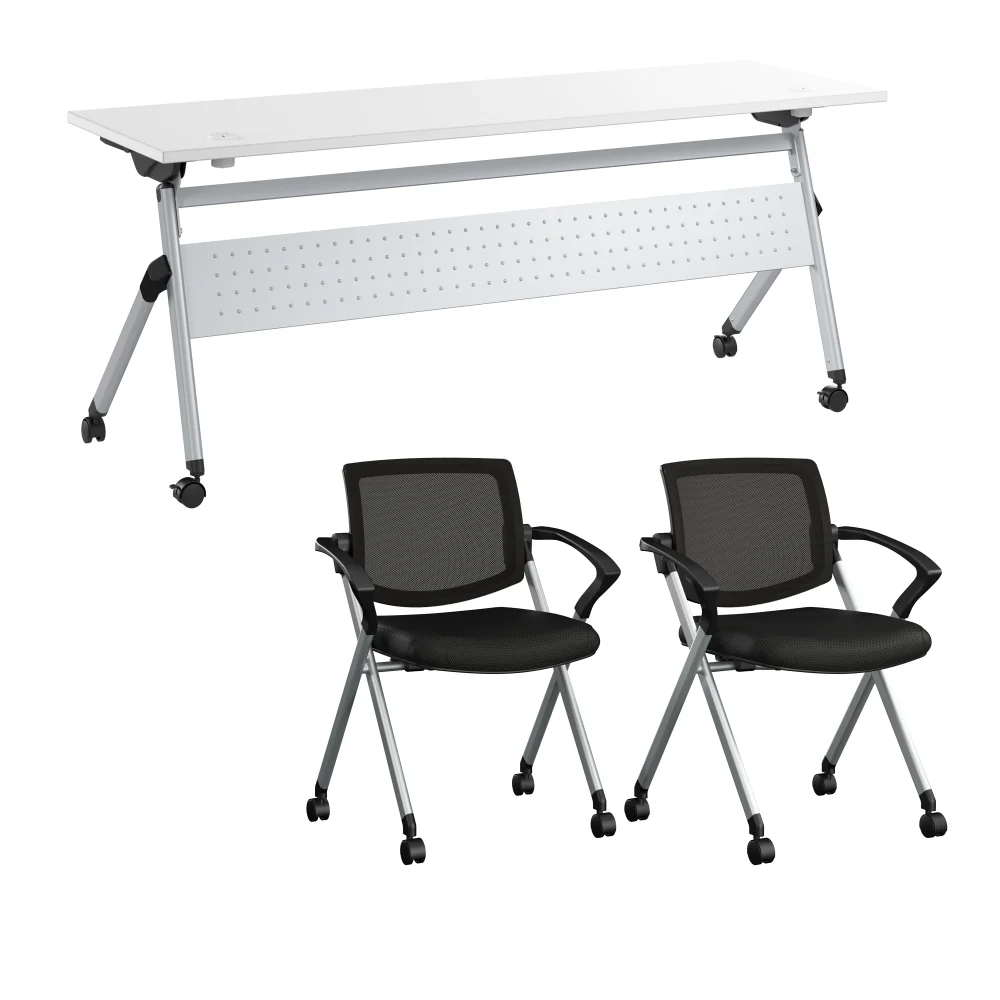 Envision 72W Training Table with Powered Grommets and 2 Chairs with Arms - Image 7