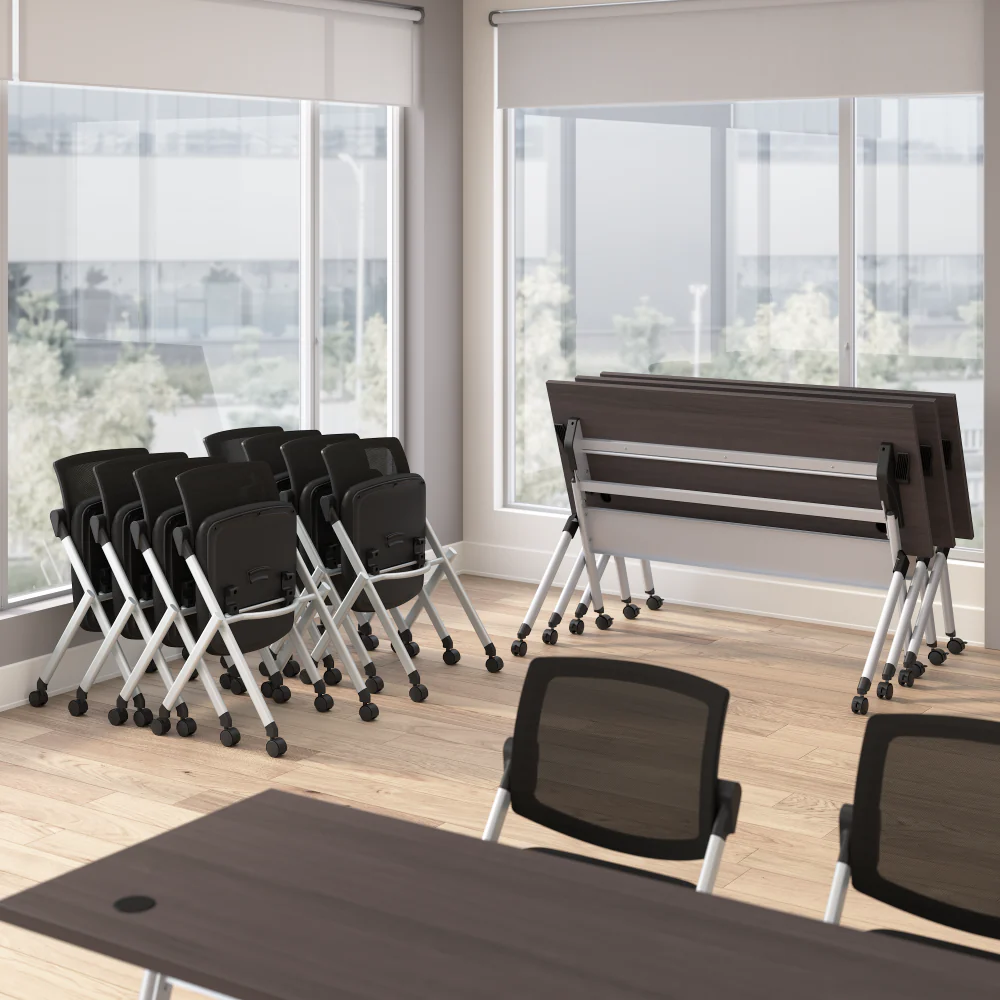 Envision 72W Folding Training Table with Powered Grommets and 2 Chairs - Image 5