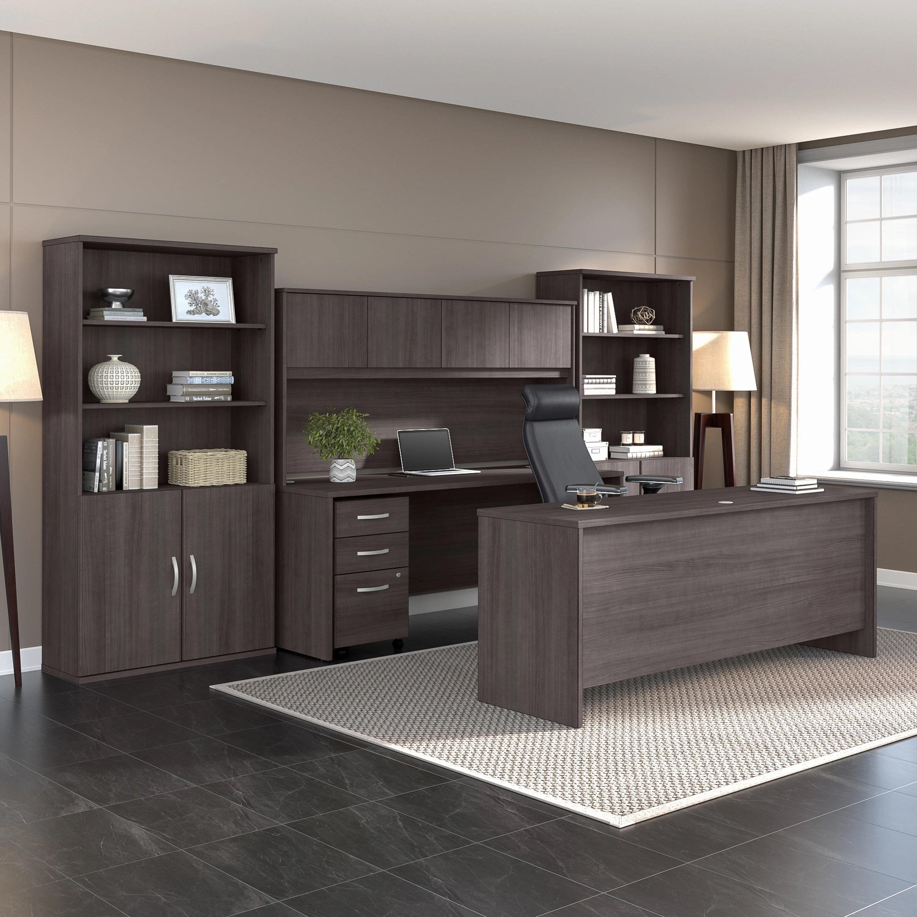 Studio C 72W x 36D U Shaped Desk with Hutch and Mobile File Cabinet - Image 28