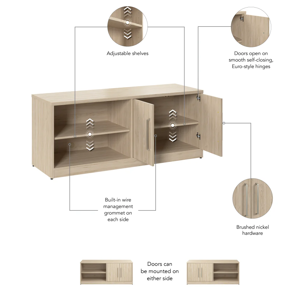 Vista Low Storage Cabinet with Doors and Shelves - Image 10